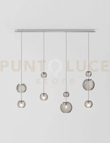 Oto sospensione lin fume' rigato nickel satinato 4 luci attacco g9
