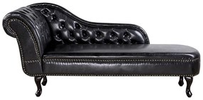 Chaise longue vintage sinistra in pelle sintetica nera NIMES Beliani