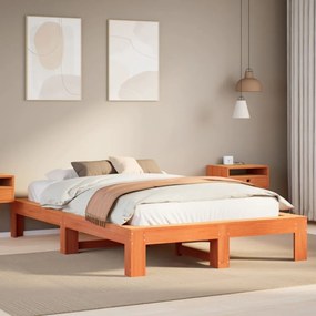 Letto Senza Materasso Marrone Cera 120x190 Cm İn Legno Di Pino /