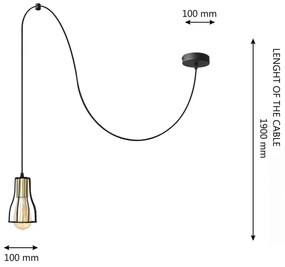 Lampadario a sospensione con filo TUBE 1xE27/15W/230V nero/oro