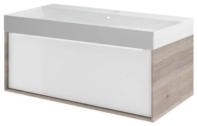Mobile sottolavabo e lavabo Neo Frame per vasca centrale rovere grigio L 90 x H 32 x P 48 cm