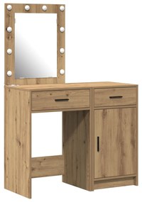 Set di toeletta in 2 pezzi  con led in legno ingegnerizzato rovere artigianale