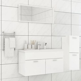 Set Mobili Da Bagno Bianco Lucido İn Legno Multistrato /