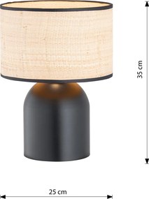 Lampada ASPEN LN1 BLACK RATTAN E27 da Tavolo Scrivania e Comodino