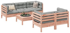 Set divani giardino 6 pz cuscini legno massello abete douglas