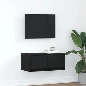 Mobile Porta Tv Rovere Nero 60x31x25,5 Cm İn Legno Multistrato /