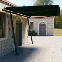 Tenda da Sole Retrattile Manuale con Pali 4,5x3 m Antracite cod mxl 43807