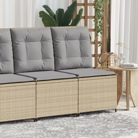 Divano reclinabile da giardino con cuscini beige in polyrattan