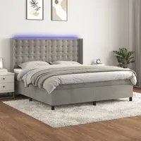 Letto a Molle Materasso e LED Grigio Chiaro 160x200 cm Velluto 3139811