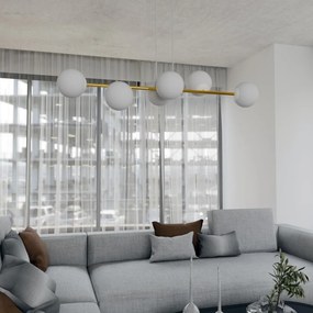 Lampadario a sospensione GRAVITY 6 Nero/Bianco e Oro 6xE14