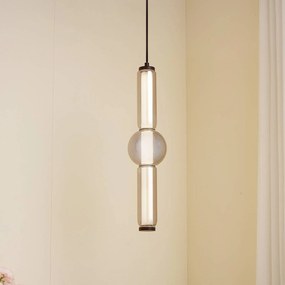 Lucande lampada LED a sospensione Savete, grigio fumo, vetro, Ø 12 cm Savete, Alluminio / Grigio / Zincato, Soggiorno / Sala da pranzo, Vetro, Moderno