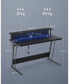 Scrivania con illuminazione integrata SOLEA-X, nera