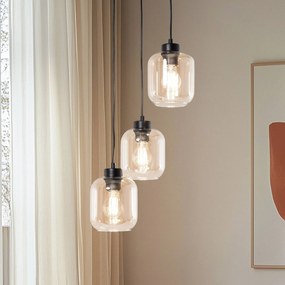 Eko-Light Lampada a sospensione Sombra, ambra, 3 luci, rotonda