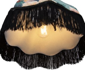 Lampada a sospensione nera con paralume floreale e interno bianco 31,5 cm 3 luci - Cava