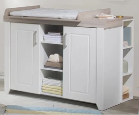 Cassettiera bassa per bambini bianca in olmo con fasciatoio 120x98 cm Felicia - Roba