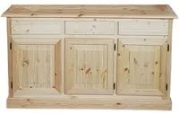 Credenza 3 porte 3 cassetti legno massello pino grezzo 156x42x85 - Mobili 2G