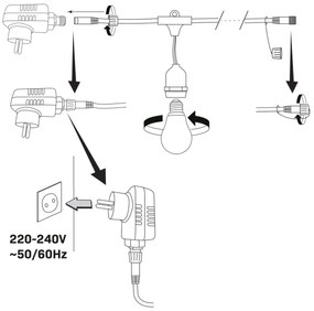 Catena decorativa da esterno LED PARTY NEON 7,6 m 10xE27/0,6W/36V IP44