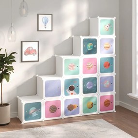 Scaffale Portaoggetti Per Bambini Con 15 Cubi Bianchi İn Pp /