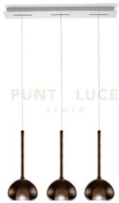 Beba lampadario a sospensione 3 luci lineare vetri piccoli bronzo a...