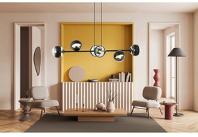 Lampadario Contemporaneo Durga Acciaio Nero 6 Luci E14 Ip20