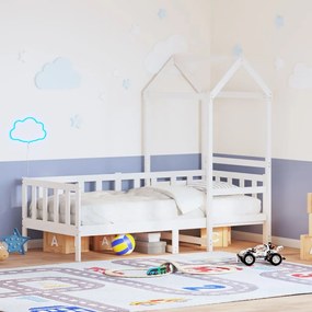 Dormeuse Con Tetto 80x200 Cm Bianco İn Legno Massello Di Pino /