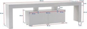 Mobile Porta TV Da Terra 180 Cm A 2 Ante Effetto Legno Dab