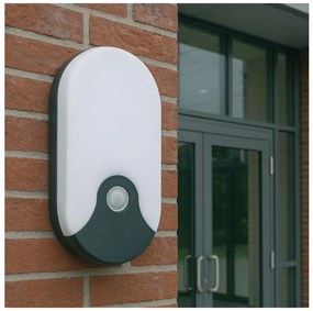 Lampada da parete per esterni LED con sensore di movimento, 18W/230V, IP44, antracite