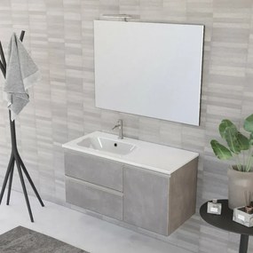 Composizione bagno sospesa 100 cm Master grigia con top e specchio