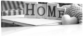 Quadro su tela – Con scritta Home e natura morta in bianco e nero