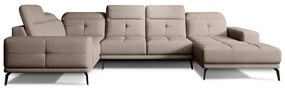 Divano angolare marrone chiaro (con penisola a sinistra/a U) e rivestimento in velluto Neviro – ELTAP