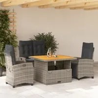 Set da Pranzo da Giardino 4 pz con Cuscini in Polyrattan Grigio 3277405