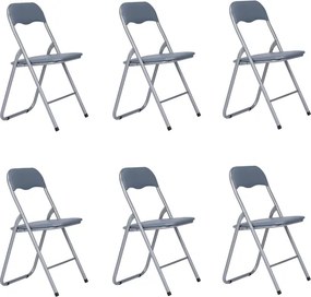Sedia in metallo pieghevole seduta ecopelle GRIGIO SET 6 PEZZI