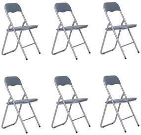 Sedia in metallo pieghevole seduta ecopelle GRIGIO SET 6 PEZZI
