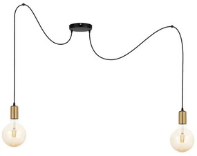 Lampadario a sospensione con filo MIROS 2xE27/60W/230V ragno nero/oro