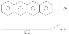 Plafoniera Moderna Hexagon Metallo Grigio 4 Luci Led 12X4W