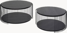 Set di 2 tavolini da salotto con piano in legno e vetro Wire