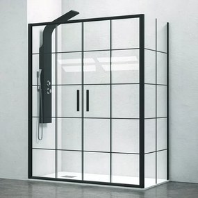 Box doccia angolare 160x70 doppio scorrevole telaio nero NICO-D6000S - KAMALU
