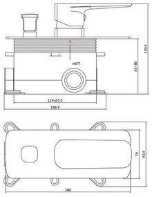 Cersanit S951-373 -Rubinetto doccia per installazione a scomparsa LARGA nero