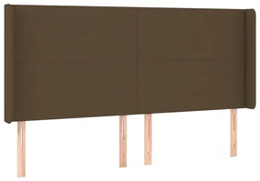 Testiera ad orecchio marrone scuro 203x16x118/128 cm in tessuto