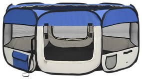 Box per cani pieghevole con borsa trasporto blu 145x145x61 cm