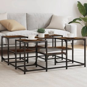 Tavolino Da Salotto Rovere Fumo 91x91x40cm İn Legno Multistrato /