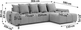 Divano angolare grigio (con penisola a destra/con chaise lounge) Albane – Ropez