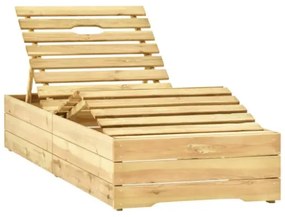 Lettino da Giardino con Tavolino Cuscino Legno Pino Impregnato