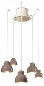 Ferroluce Decò Berimbau - 5-light suspension lamp C2605 Marrone Moka