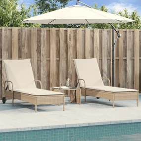 Lettini Prendisole 2 Pz Con Cuscini Beige İn Polyrattan /