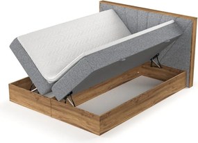 Letto boxspring con contenitore in grigio-naturale 140x200 cm Asahi - Maison de Rêve