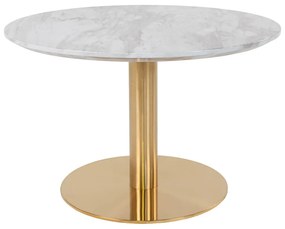 Tavolino rotondo in bianco e oro con piano in marmo 70x70 cm Bolzano - House Nordic