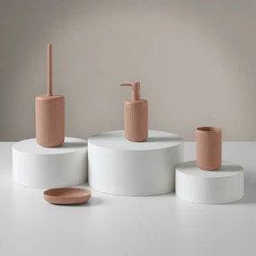 Set accessori bagno 2 pz con dispenser e portaspazzolino rosa cannettato Arizona