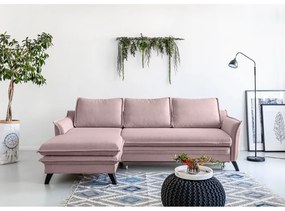 Divano letto angolare rosa cipria, angolo sinistro Charming Charlie - Miuform