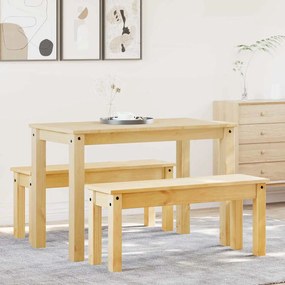 Set Da Pranzo 3 Pz Panama İn Legno Massello Di Pino /